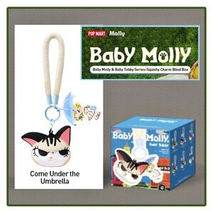 Baby Molly & Baby Tabby Series Squishy Bag Charm Come Under The Umbrella